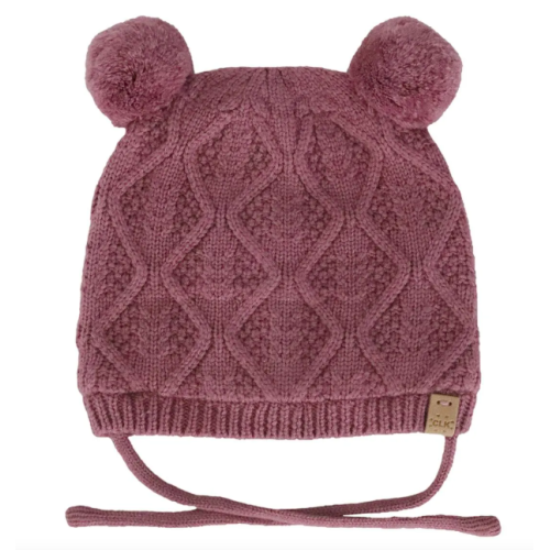 Calikids - Tuque d'hiver doublée en tricot doux avec 2 pompoms - Rose Nostalgie